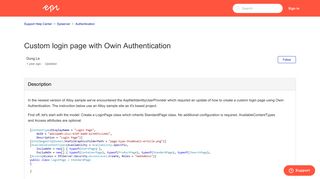 Custom login page with Owin Authentication – Support ... - Episerver