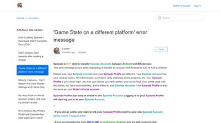 'Game State on a different platform' error message – Episode