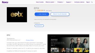 EPIX | Roku Channel Store | Roku