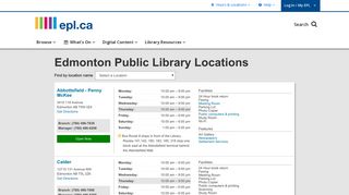 Locations | Edmonton Public Library
