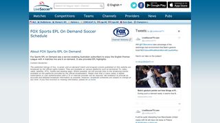 FOX Sports EPL On Demand Football Coverage :: Soccer Channels ...