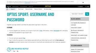 Optus Sport: Username and Password