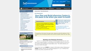 Mississauga.ca - Services Online - Plan & Build eServices