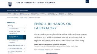 Enroll in Hands-on Laboratory | animalcare.ubc.ca