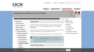 Submitting candidate work by e-Portfolio - OCR
