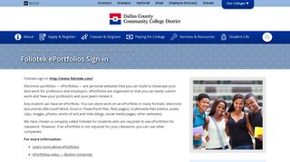 Foliotek ePortfolios Sign-in : Dallas County Community College District