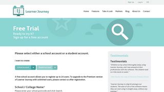 Sign Up - ePortfolios with Learner Journey - ePortfolio & e-Safety Tool