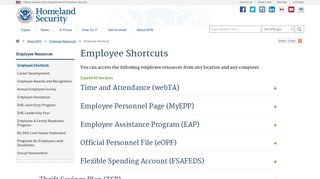 Employee Shortcuts | Homeland Security