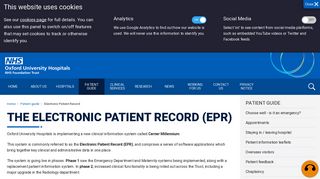 Electronic Patient Record (EPR) - Oxford University Hospitals