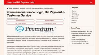 ePremium Insurance Login, Bill Payment & Customer Service