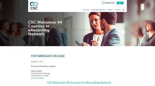 CSC Welcomes 44 counties to eRecording Network | CSC