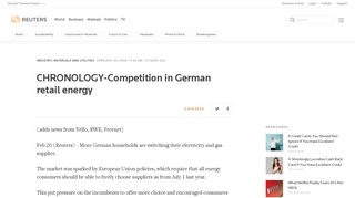 CHRONOLOGY-Competition in German retail energy | Reuters