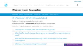 HP ePrintCenter - HP ePrintCenter is Retired | HP® Customer Support