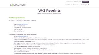 W-2 Reprints - CoAdvantage
