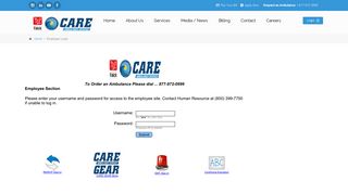 Care Ambulance Service | Employee Login