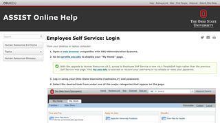 Employee Self Service: Login - ASSIST Online Help - The Ohio State ...