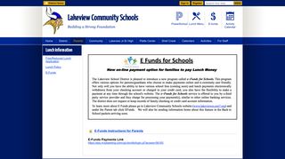 Lunch Information / E-Funds - Lakeview Community Schools