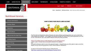 Nutritional Services / How to Track Your Child's Lunch Account