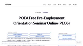 POEA Free Pre-Employment Orientation Seminar Online (PEOS)