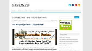 Scams to Avoid - EPS Prosperity Hotline - To Build My Own