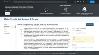 car - What can possibly cause an EPS malfunction? - Motor Vehicle ...
