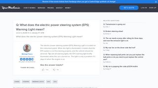 What does the electric power steering system (EPS) Warnin...