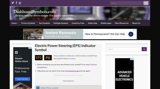 Electric Power Steering (EPS) Indicator | DashboardSymbols.com