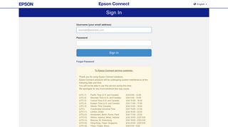 the Epson Connect User Page