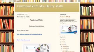 Universal Vare Ms. Henry Math: Academy of Math
