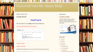 Universal Vare Ms. Henry Math: Google Email