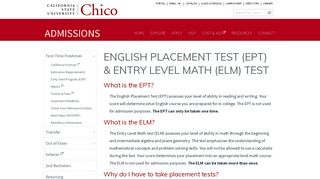 English Placement Test (EPT) & Entry Level Math (ELM) Test ...