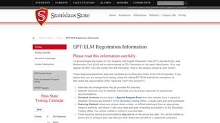 EPT/ELM Registration Information | California State University ...