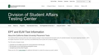 EPT and ELM Test Information - Sacramento State