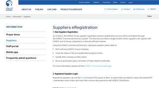 Suppliers | Information - - ADNOC Distribution