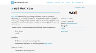 eQ-3 MAX! Cube - Home Assistant