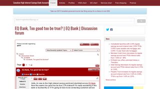 EQ Bank, Too good too be true? | EQ Bank | Discussion forum ...