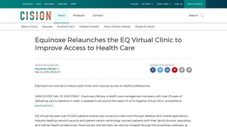 CNW | Equinoxe Relaunches the EQ Virtual Clinic to Improve Access ...