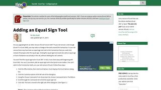 Adding an Equal Sign Tool (Microsoft Excel) - Excel Ribbon Tips