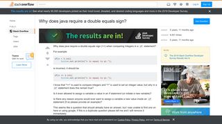 Why does java require a double equals sign? - Stack Overflow