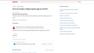 How to make a triple equals sign in LaTeX - Quora