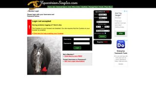 Login not accepted - Horse Lovers and Equestrian Singles Community ...