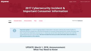 Equifax: Cybersecurity Incident & Important Consumer Information