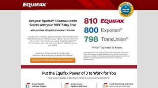 Equifax Free Trial | Get Equifax 3 Bureau Credit Scores