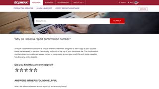 Why do I need a report confirmation number? - Equifax