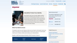 Equifax Credit Monitoring Discounts through Navy Federal Credit Union