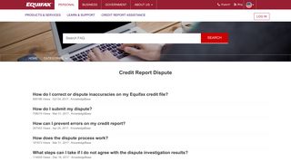 Credit Report Dispute - Equifax