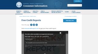 Free Credit Reports | Consumer Information