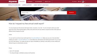 How do I request my free annual credit report? - Equifax