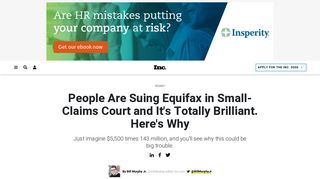 People Are Suing Equifax in Small-Claims Court and It's Totally ... - Inc.