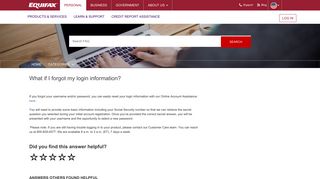 What if I forgot my login information? - Equifax